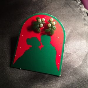 Vintage whimsical mistletoe earrings